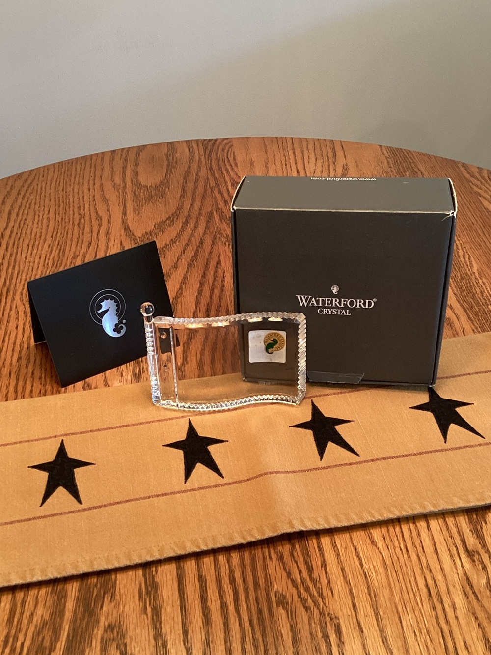 Waterford Clear Crystal Pin Flag Paperweight